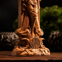 Wooden Hecate Triple Goddess Statue