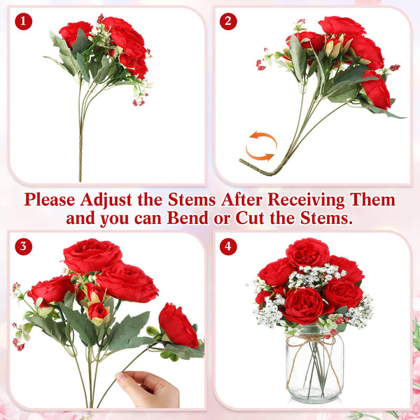 Red Mason Jar Bouquets (Set of 12)