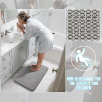 Grey Memory Foam Bath Rug (Set of 2)