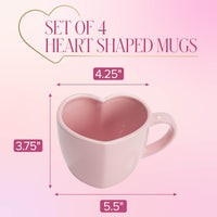 Pink Heart-Shaped Mugs (Set of 4)