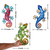 Metal Gecko Wall Decor (Set of 3)