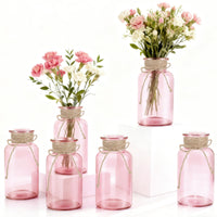Pink Mason Jar Vases (Set of 6)