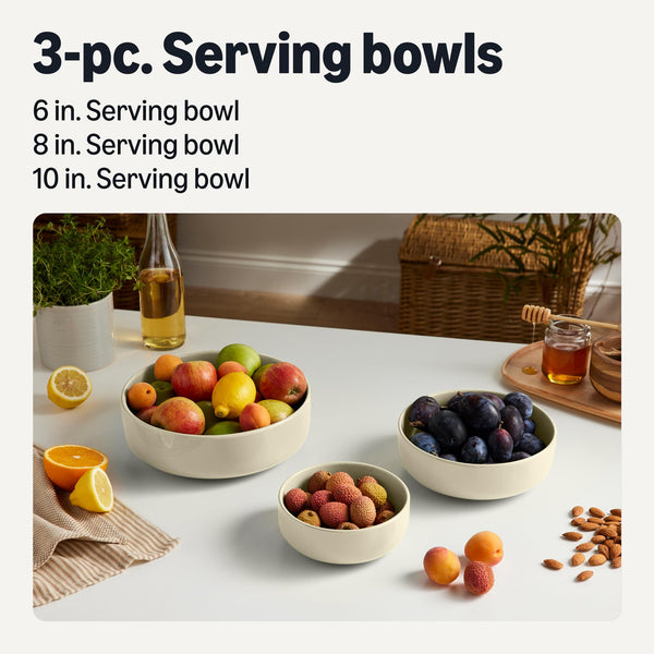 Ivory Stoneware Serving Bowls (Set of 3)