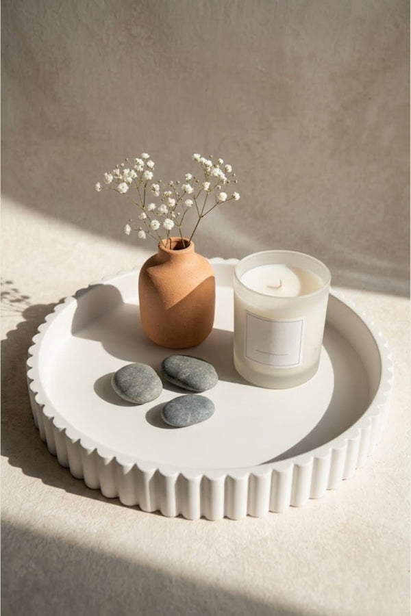 White Concrete Round Tray
