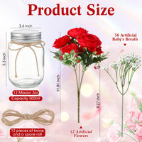 Red Mason Jar Bouquets (Set of 12)