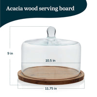 Acacia Cake Stand with Dome (Set of 2)