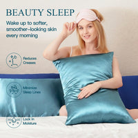 Blue Gray Silk Pillowcases (Set of 2)