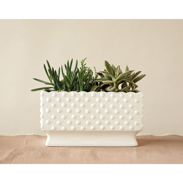White Hobnail Ceramic Planter