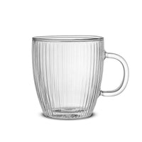 Ribbed Glass Coffee Mugs (Set of 2)
