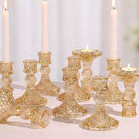 Gold Glass Taper Holders (Set of 12)