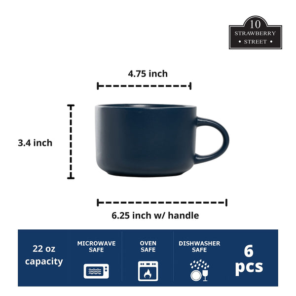 Midnight Blue Oversized Mugs (Set of 6)