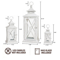White Metal Candle Lanterns (Set of 3)