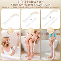 White Long-Handle Foot Scrubber