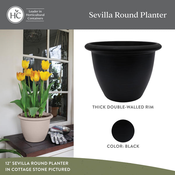 Black Self-Watering Planter (Set of 2)