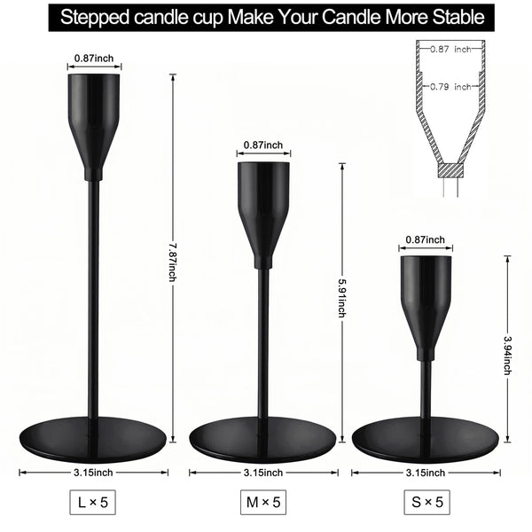 Black Candlestick Holders (Set of 15)