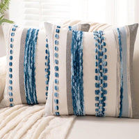 Sky Blue Striped Pillow Cover (Set of 2)