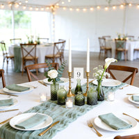 Green Glass Bud Vases (Set of 12)