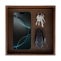 Brown Faux Leather Vanity Tray