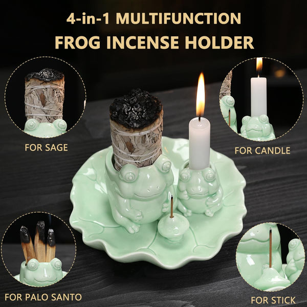 Green Frog Incense Holder (Set of 4)