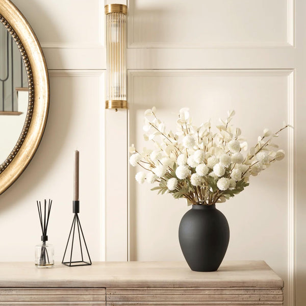 Black Ovoid Flower Vase
