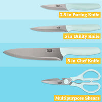 Aqua Knives & Cutting Board (Set of 5)