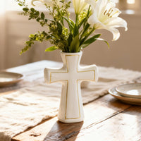 White Ceramic Cross Vase