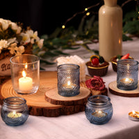 Blue Glass Votive Holders (Set of 24)