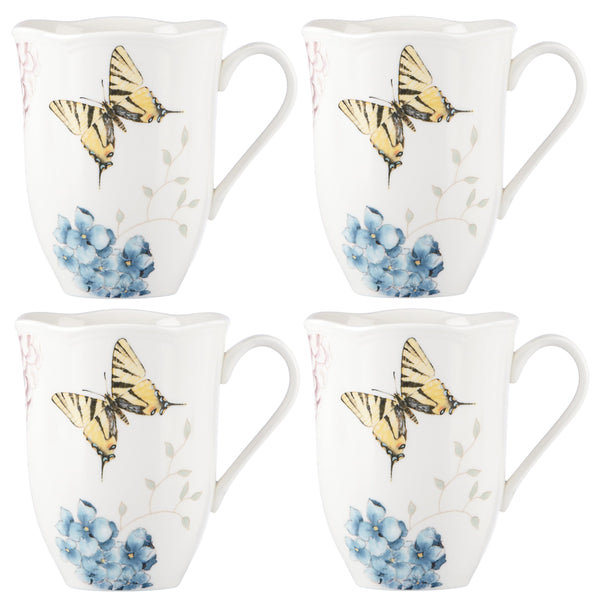 Butterfly Meadow Hydrangea Mugs (Set of 4)