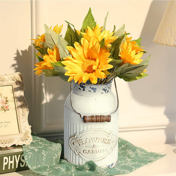 White Metal Milk Jug Vase