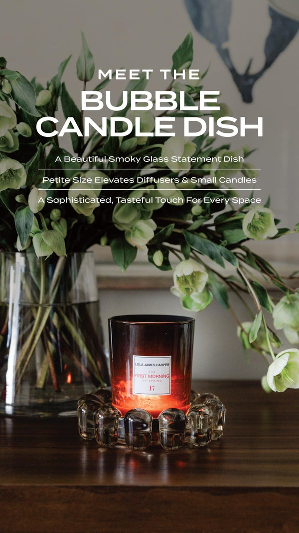 Clear Glass Bubble Candle Dish