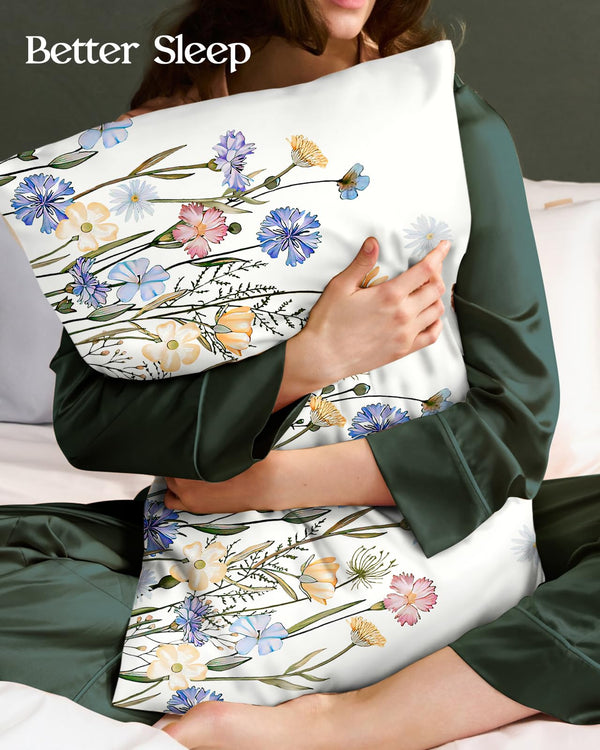 Floral Silk Pillowcases (Set of 2)