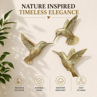 Gold Hummingbird Wall Decor (Set of 3)