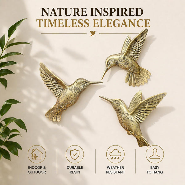 Gold Hummingbird Wall Decor (Set of 3)