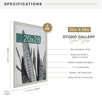 Gray Woodgrain Poster Frames (Set of 2)