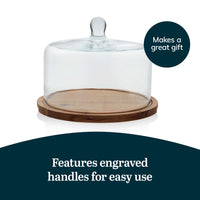 Acacia Cake Stand with Dome (Set of 2)