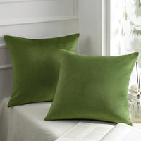 Green Velvet Throw Pillow Cover (Set of 2)
