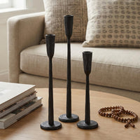 Black Iron Taper Candle Holders (Set of 3)
