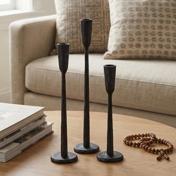 Black Iron Taper Candle Holders (Set of 3)