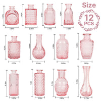 Pink Glass Bud Vases (Set of 12)