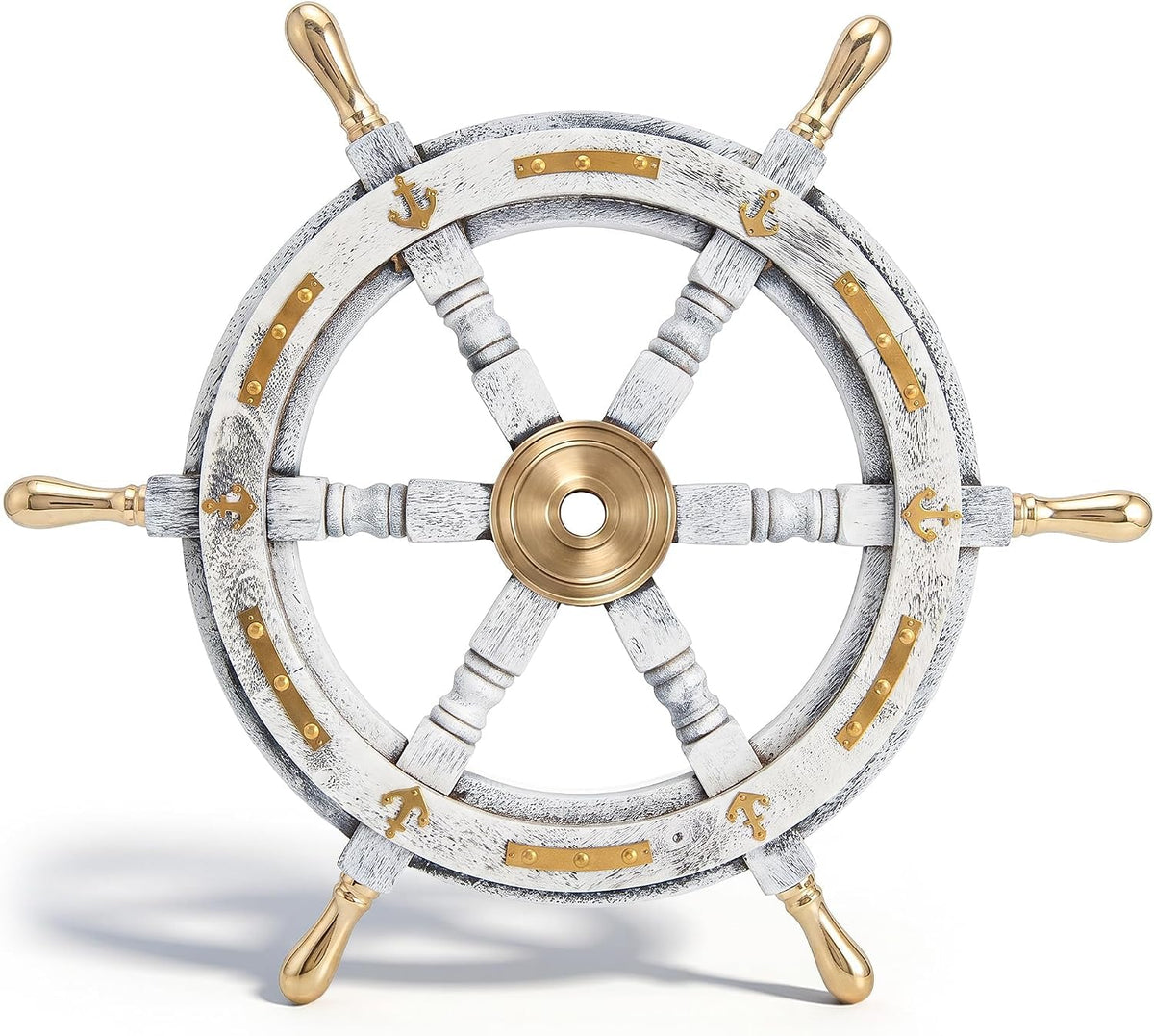 White Wooden Ship Wheel
