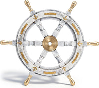 White Wooden Ship Wheel