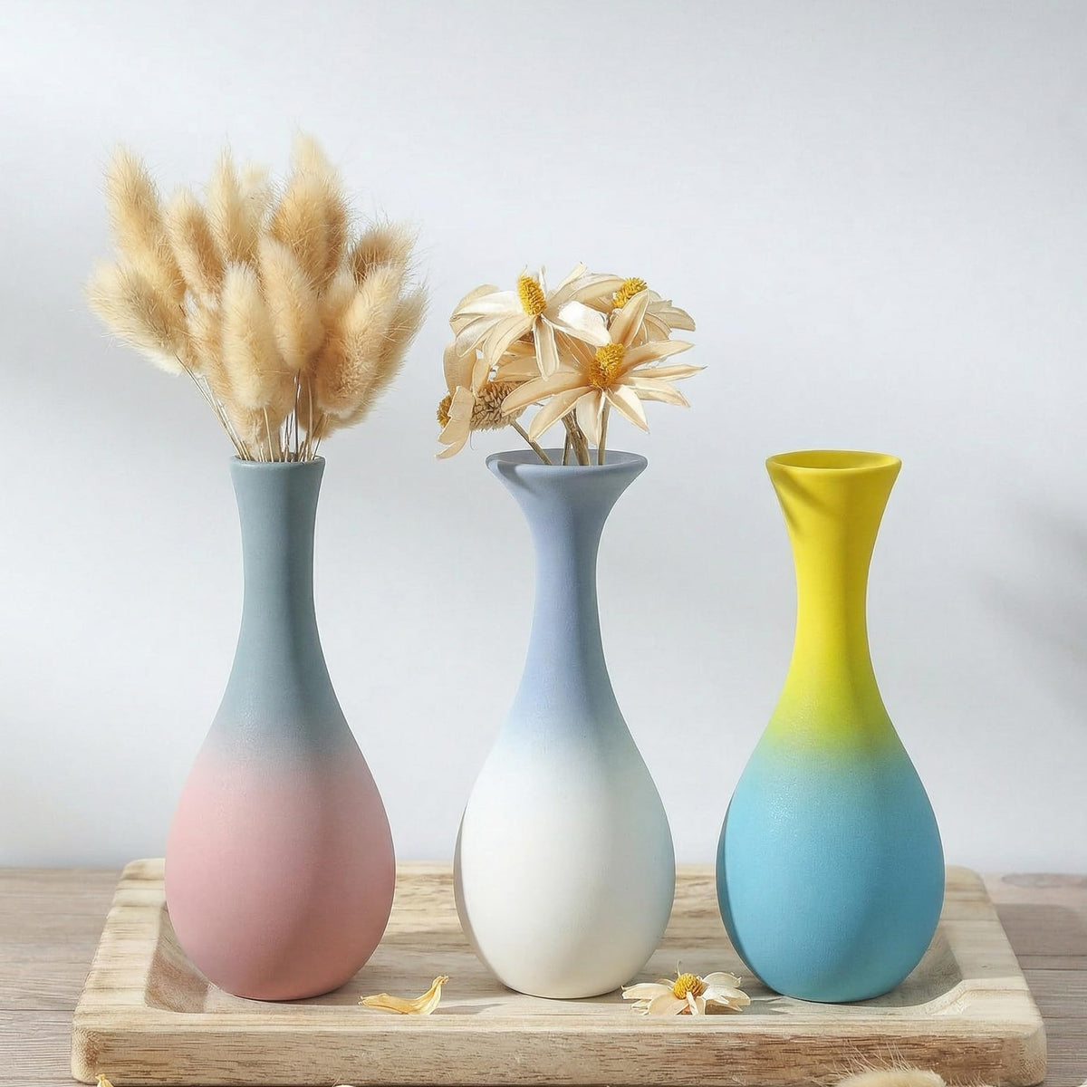 Multicolor Ceramic Bud Vases (Set of 3)