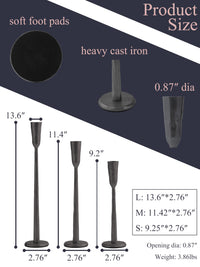 Black Iron Taper Candle Holders (Set of 3)