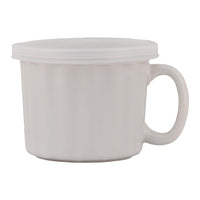 White Soup Mugs With Lids (Set of 4)
