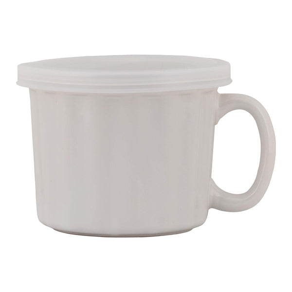 White Soup Mugs With Lids (Set of 4)