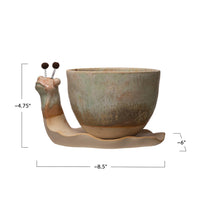 Stoneware Snail Planters (Set of 2)