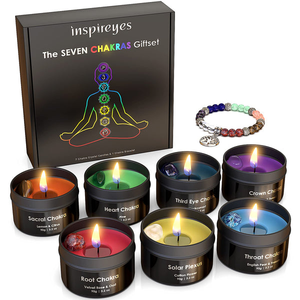 Chakra Crystal Candles (Set of 7)