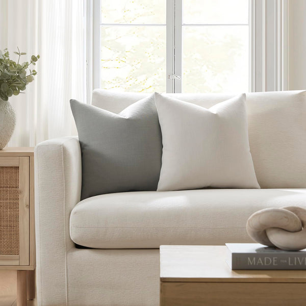 Ivory Linen Throw Pillow Cover (Set of 2)