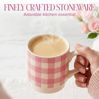 Pink Gingham Mugs (Set of 4)