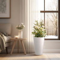 White Tall Round Planters (Set of 2)